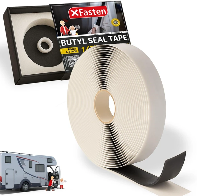 Alt view image 3 of 7 - Butyl Tape RV Black, 3/4 in x 45 Ft, 1/8 in Thick EDPM Rubber Sealant Tape - Roof Patching, Boat Sealing, Leak Proof Butyl Putty Tape