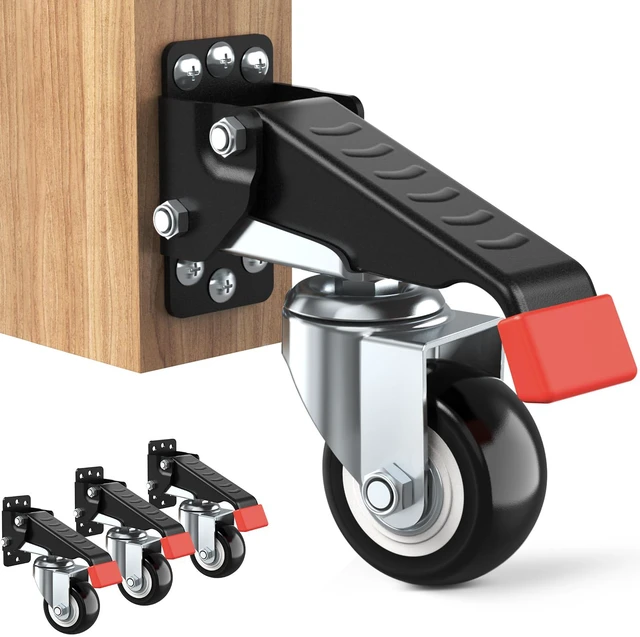 Main image of Workbench Casters kit 660 Lbs- Retractable Casters, 4 Pack Heavy Duty Bench Caster Wheels Side Mounted Retractable Workbench Wheels Designed for Workbenches Machinery & Tables
