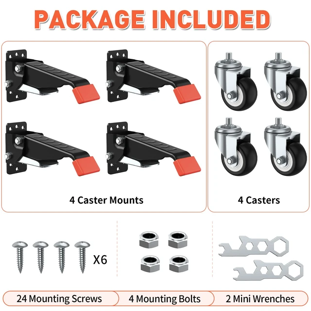 Alt view image 7 of 7 - Workbench Casters kit 660 Lbs- Retractable Casters, 4 Pack Heavy Duty Bench Caster Wheels Side Mounted Retractable Workbench Wheels Designed for Workbenches Machinery & Tables