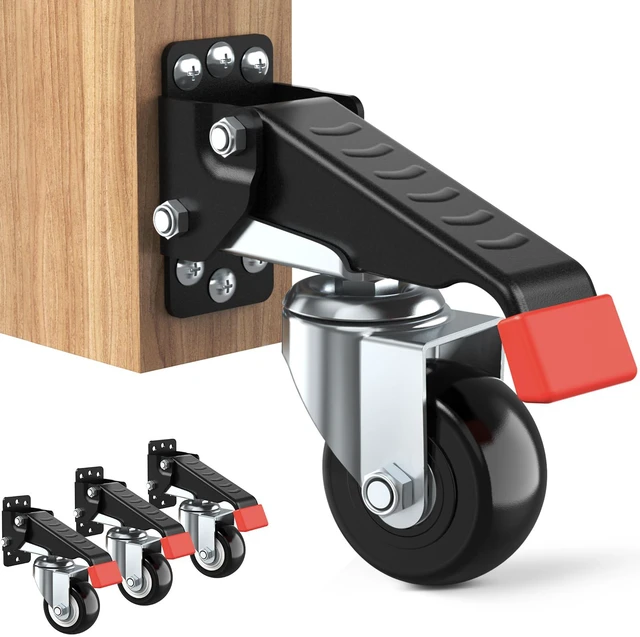 Main image of Workbench Casters kit 720 Lbs- Retractable Casters, 4 Pack Heavy Duty Bench Caster Wheels Side Mounted Retractable Workbench Wheels Designed for Workbenches Machinery & Tables