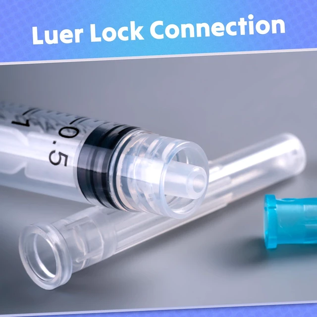 Alt view image 3 of 7 - 3ml Syringes with 23 Gauge 1 Inch Needles Luer Lock Disposable, 100 Pack Disposable Lab Supplies for Measuring Refilling Dispensing Liquids, Oil, Inks, Watering, Plant, Pet Feeding, Glue Applicator