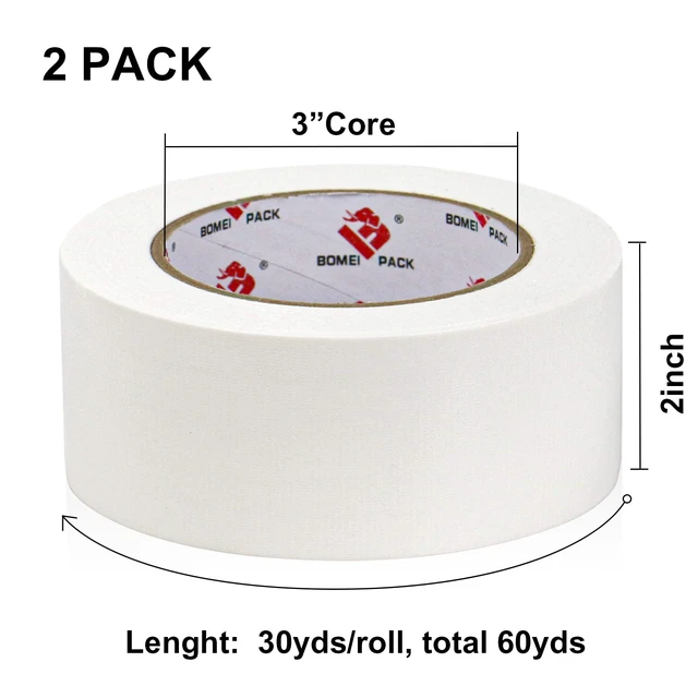 Alt view image 2 of 7 - 2 Pack Duct Tape Heavy Duty,9 Mil Thickness,2 Inches x 30 Yards,Strong Industrial Strength,Flexible,No Residue,Waterproof and Tear by Hand,Multi-Use for Indoor & Outdoor Repairs(White)