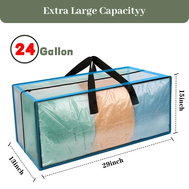Alt view image 3 of 7 - Heavy Duty Clear Moving Bags with Strong Zipper & Comfortable Handles 8 Pack Extra Large Storage Bags Totes Moving Boxes Packing Supplies for College Dorm Room Essentials Compatible with IKEA