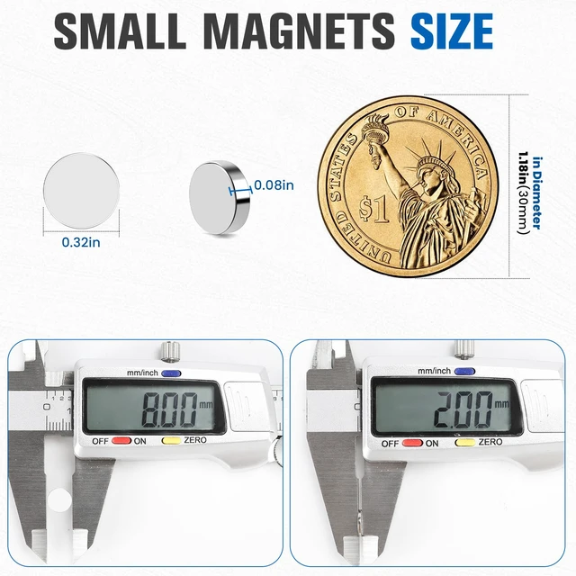 Alt view image 2 of 6 - 500 Pack Small Strong Magnets, 8x2mm Rare Earth Magnet Mini Tiny Neodymium Magnets for Crafts, 3D Printing, Refrigerator, DIY, Kitchen and Office