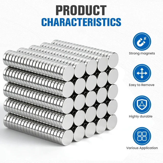 Alt view image 4 of 6 - 500 Pack Small Strong Magnets, 8x2mm Rare Earth Magnet Mini Tiny Neodymium Magnets for Crafts, 3D Printing, Refrigerator, DIY, Kitchen and Office