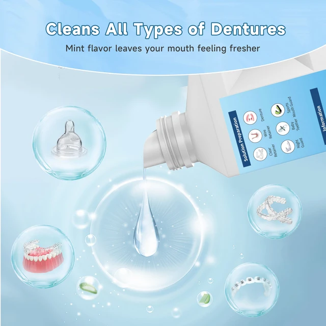 Alt view image 3 of 7 - Ultrasonic Retainer Cleaner Solution for Ultrasonic Denture Cleaner-Professional Cleaning of Retainers, Invisible Aligners, Mouth Guards, Night Guards, Remove Odors, Discoloration & Stains 32oz