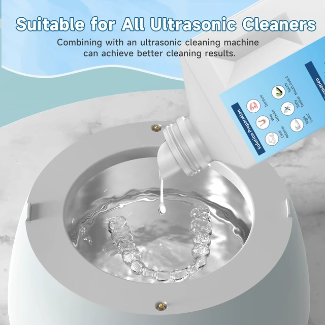 Alt view image 7 of 7 - Ultrasonic Retainer Cleaner Solution for Ultrasonic Denture Cleaner-Professional Cleaning of Retainers, Invisible Aligners, Mouth Guards, Night Guards, Remove Odors, Discoloration & Stains 32oz