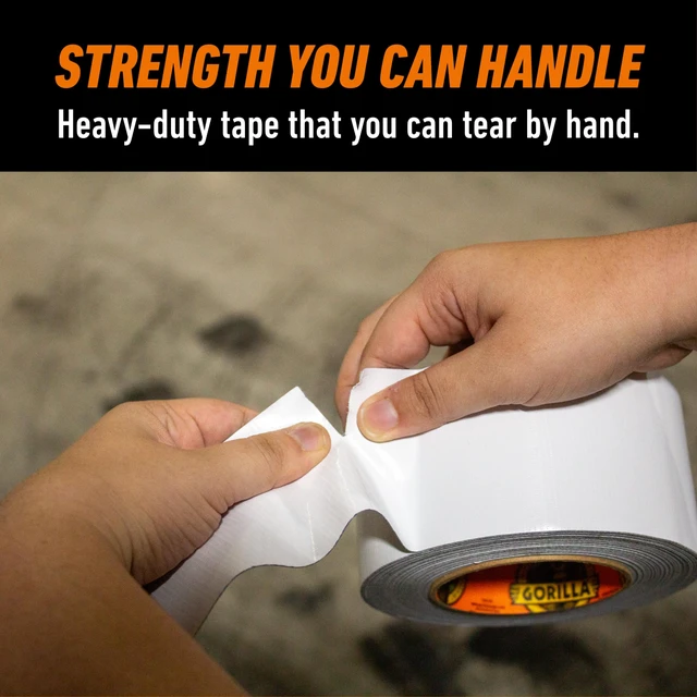 Alt view image 5 of 7 - Tape Tough & Wide, White, 2.88" x 25 yd Double-Thick Adhesive, Grips Rough Surfaces, Heavy Duty, Weather Resistant for Indoor or Outdoor Use