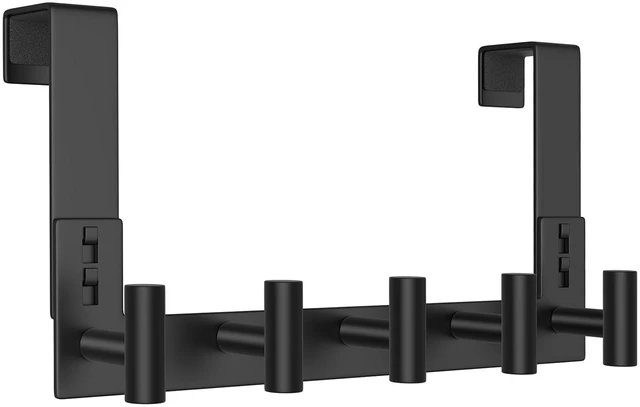 Main image of Over The Door Hooks Door Hanger for Hanging, Heavy Duty Rack Bathroom Hook for Clothes, Coat (5 Hook, Fits 1-3/4'' Thick)