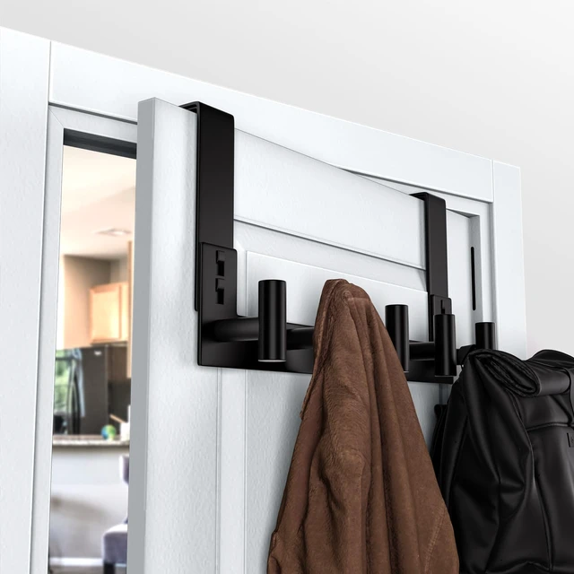 Alt view image 3 of 6 - Over The Door Hooks Door Hanger for Hanging, Heavy Duty Rack Bathroom Hook for Clothes, Coat (5 Hook, Fits 1-3/4'' Thick)