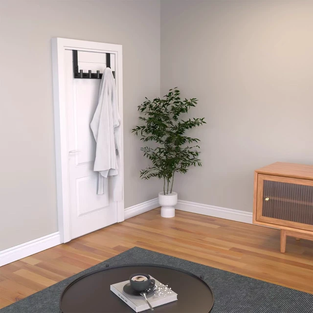 Alt view image 5 of 6 - Over The Door Hooks Door Hanger for Hanging, Heavy Duty Rack Bathroom Hook for Clothes, Coat (5 Hook, Fits 1-3/4'' Thick)