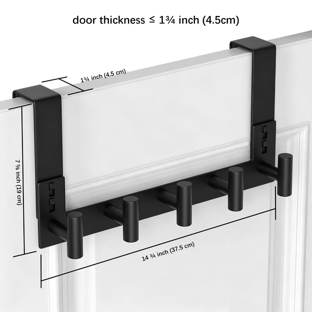Alt view image 2 of 6 - Over The Door Hooks Door Hanger for Hanging, Heavy Duty Rack Bathroom Hook for Clothes, Coat (5 Hook, Fits 1-3/4'' Thick)