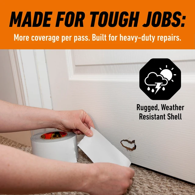 Alt view image 7 of 7 - Tape Tough & Wide, White, 2.88" x 25 yd Double-Thick Adhesive, Grips Rough Surfaces, Heavy Duty, Weather Resistant for Indoor or Outdoor Use