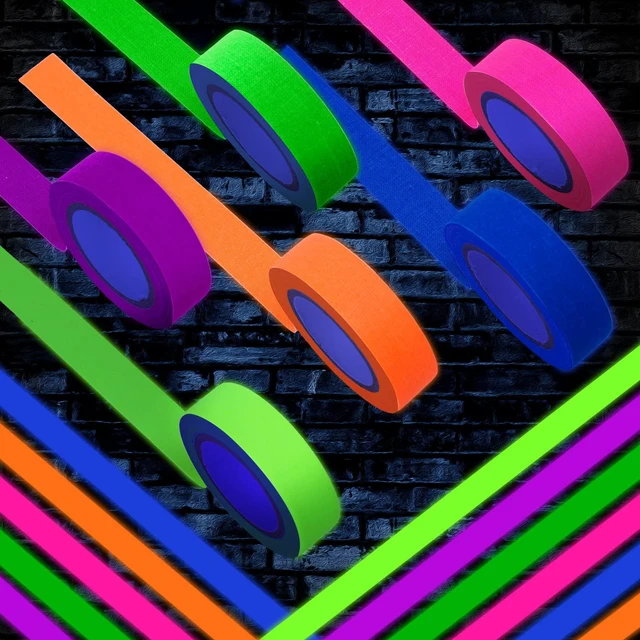 Alt view image 4 of 7 - 6 Colors Neon Gaffer Cloth Tape, Fluorescent UV Blacklight Tape for UV Party (0.6 inch x 16.5 feet) (Pack of 4)
