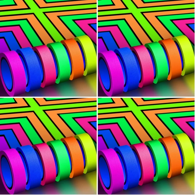 Main image of 6 Colors Neon Gaffer Cloth Tape, Fluorescent UV Blacklight Tape for UV Party (0.6 inch x 16.5 feet) (Pack of 4)