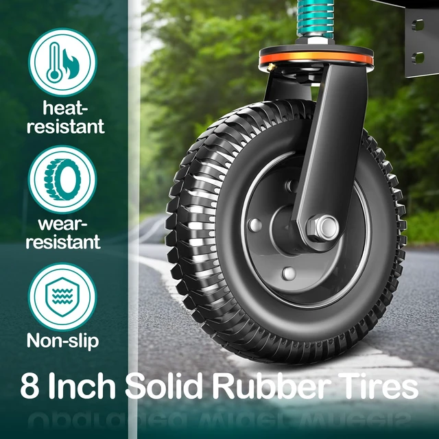 Alt view image 6 of 7 - 8 Inch Heavy Duty Fence Gate Wheel, 750 lb Load Capacity, Fits Metal Tube Gates and Wooden Gates, 360° Swivel Spring-Loaded Caster to Support Sagging Gates, Includes Mounting Hardware