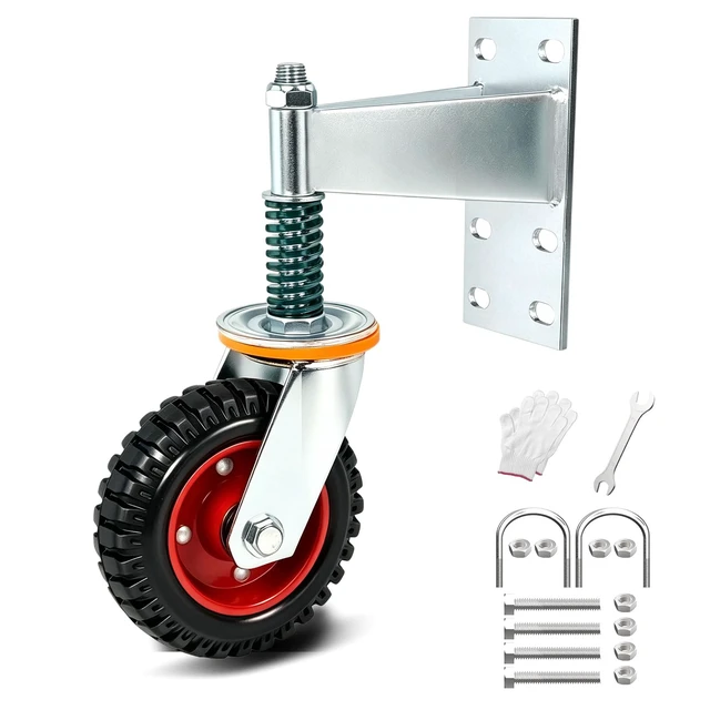 Main image of 6 Inch Heavy Duty Gate Wheel, 750 lb Capacity, Fits Metal Tube Gates and Wooden Gates, 360° Swivel Spring-Loaded Caster. Gate Wheel for Smooth Operation. (6-INCH Silver)