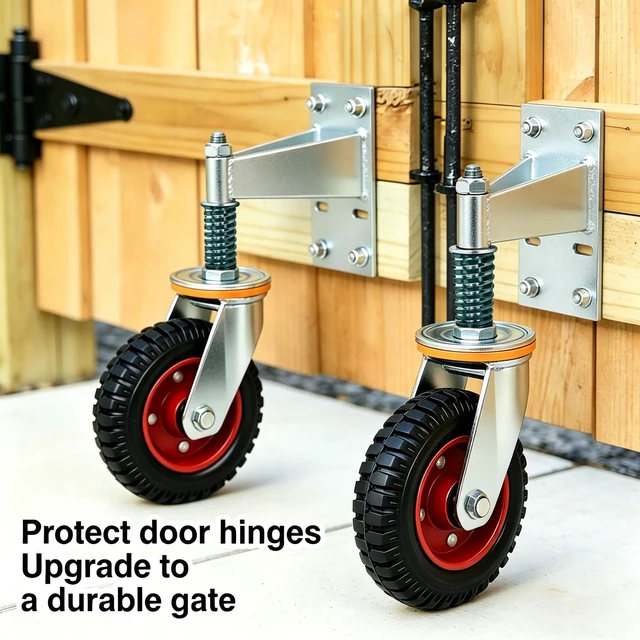 Alt view image 4 of 7 - 6 Inch Heavy Duty Gate Wheel, 750 lb Capacity, Fits Metal Tube Gates and Wooden Gates, 360° Swivel Spring-Loaded Caster. Gate Wheel for Smooth Operation. (6-INCH Silver)