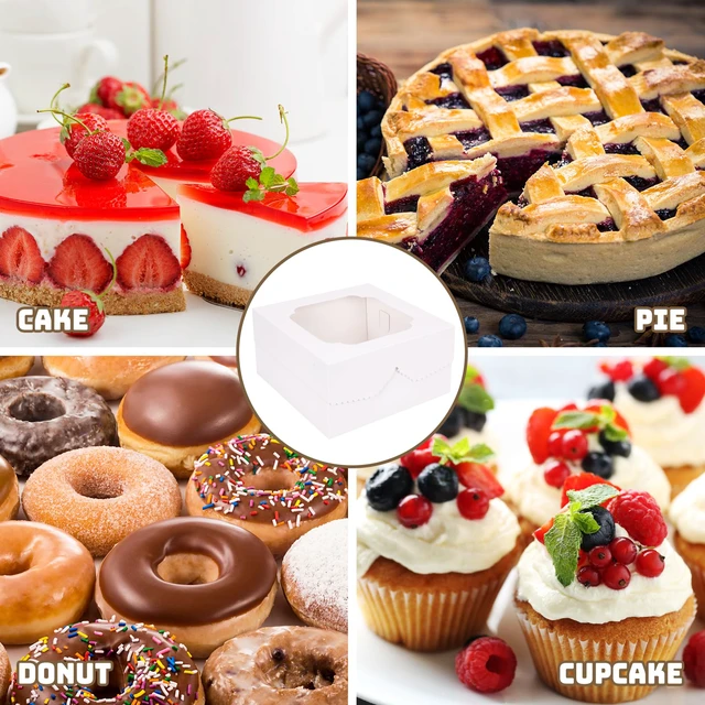 Alt view image 5 of 7 - 24pcs 12 Inch Cake Boxes, Bakery Containers with Window (12x12x6) Disposable White Containers, Easy to Assemble, 400gsm Thickness Cardboard, Sturdy to Take-out
