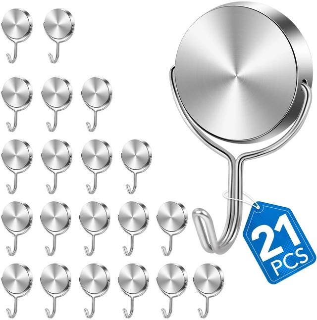 Main image of Magnetic Hooks for Cruise Cabins Essentials 2026 Door Magnets 80LBS 21 Pack Ship Walls Must Haves Classroom Strong Heavy Duty Metal Locker Decor magnet Decorations Fridge Organization Silver