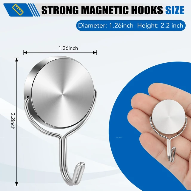 Alt view image 4 of 7 - Magnetic Hooks for Cruise Cabins Essentials 2026 Door Magnets 80LBS 15 Pack Ship Walls Must Haves Classroom Strong Heavy Duty Metal Locker Decor magnet Decorations Fridge Organization Silver