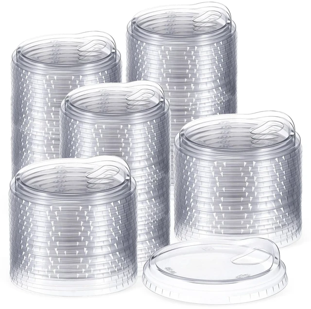 Main image of 500 Pcs Strawless Sip Lids Clear for 12-24oz,Transparent,90mm Disposable PET Plastic Cup Covers for Iced Coffee Milkshake Party, Fits 12 16 20 24 Oz Cups, 98mm Clear Sipper