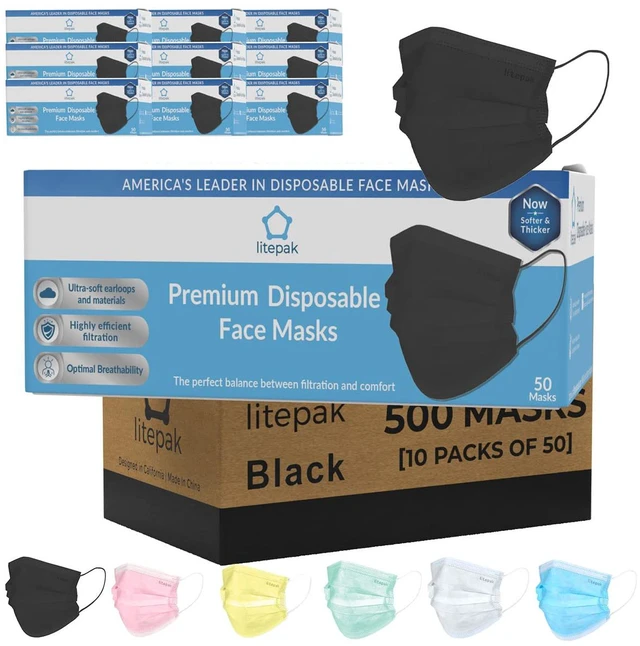 Main image of 500pcs Premium Disposable Face Mask SOFT 3ply Nose Wire