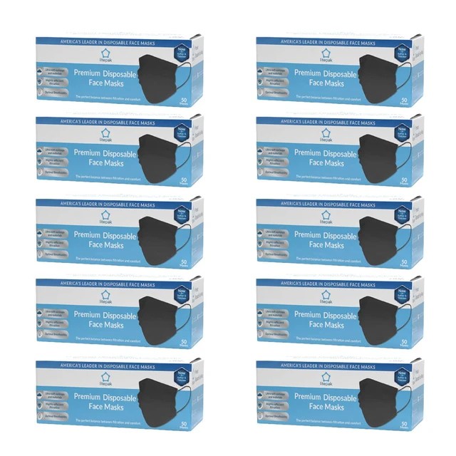 Alt view image 2 of 5 - 500pcs Premium Disposable Face Mask SOFT 3ply Nose Wire