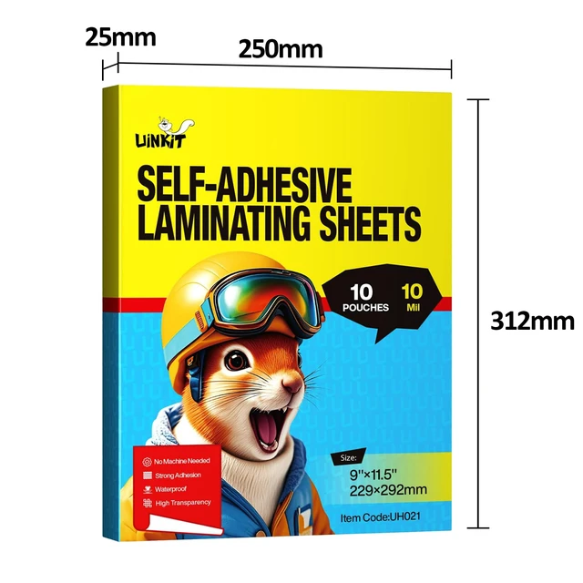 Alt view image 6 of 6 - 10mil Self Sealing Laminating Pouches 8.5 x 11 10Pack Double-Sided for Documents, Kids Art, Posters, Crafts - No Heat Machine Need