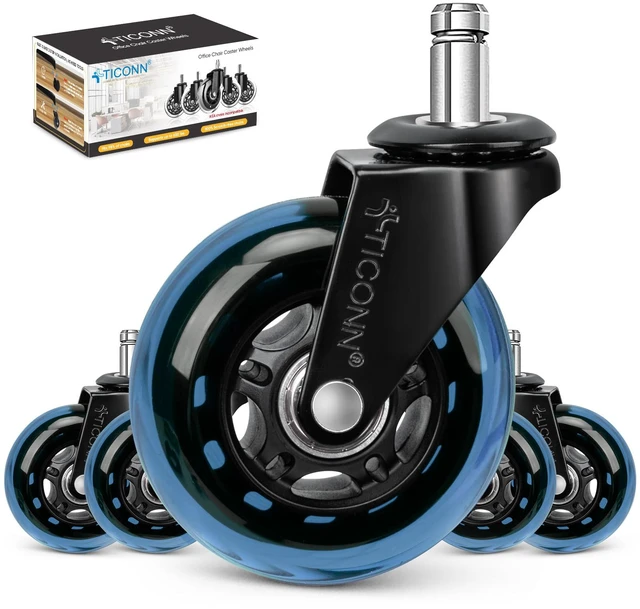 Main image of Office Chair Wheels, 3" Caster Wheels for Tile Carpets, Set of 5 650 lbs Weight Capacity, Smooth & Quiet Rolling, Scratch-Free Floor Protection, Universal Fit, Easy Snap-In Installation
