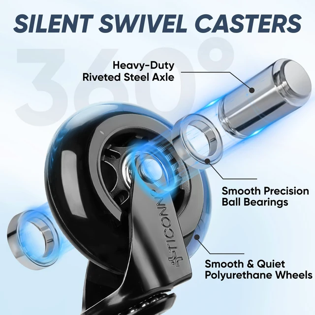 Alt view image 2 of 7 - Office Chair Wheels, 3" Caster Wheels for Tile Carpets, Set of 5 650 lbs Weight Capacity, Smooth & Quiet Rolling, Scratch-Free Floor Protection, Universal Fit, Easy Snap-In Installation