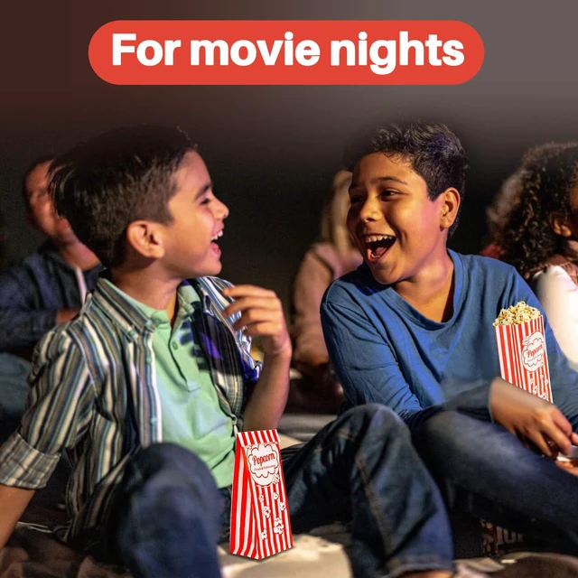 Alt view image 6 of 7 - 200pc Popcorn Bags 1.3oz - Flat Bottom Disposable Popcorn Paper Bag Popped Kernels Small Containers, Movie Night Supplies for Halloween, Christmas, Carnival Party, Popcorn Machine Accessories