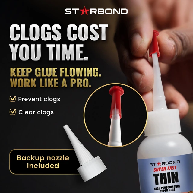 Alt view image 4 of 7 - Super Fast Thin CA Glue Super Glue Pro Kit with Precision Microtips Anti-Clog Cap & Extra Nozzles Premium Cyanoacrylate Adhesive for Cracks, Joints, Woodturning, Hobby & Repairs, 2 oz