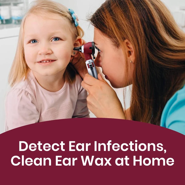 Alt view image 2 of 7 - ZetaLife Otoscope - Ear Scope with Light, Ear Infection Detector, Pocket Size (Maroon Color)