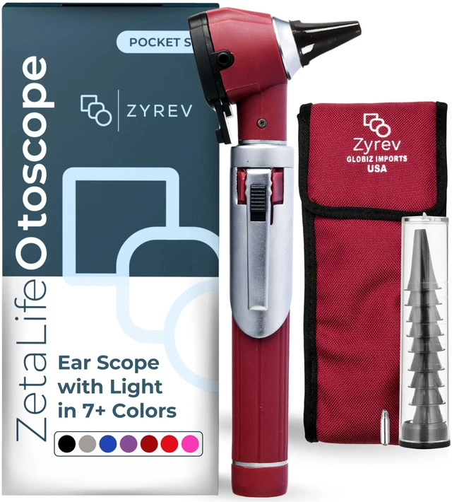 Main image of ZetaLife Otoscope - Ear Scope with Light, Ear Infection Detector, Pocket Size (Maroon Color)