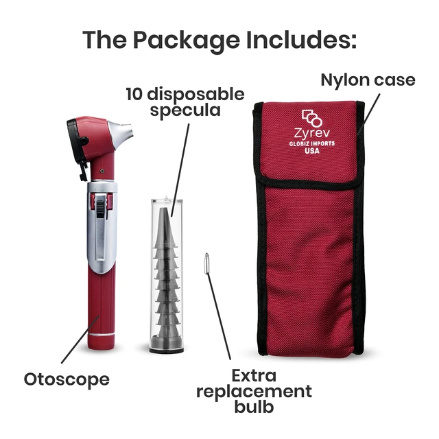 Alt view image 4 of 7 - ZetaLife Otoscope - Ear Scope with Light, Ear Infection Detector, Pocket Size (Maroon Color)