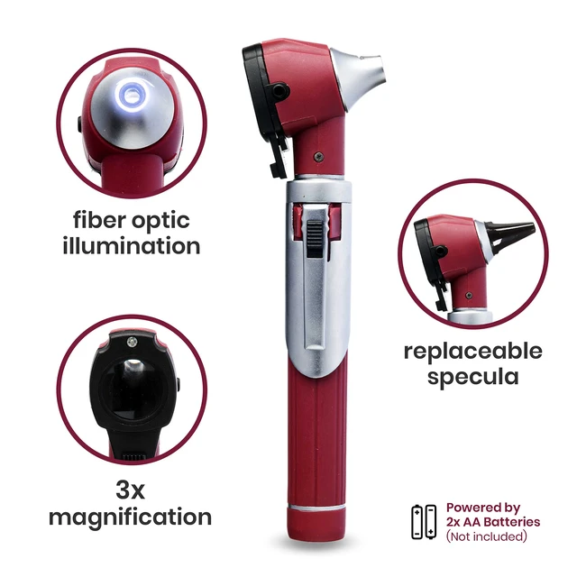 Alt view image 5 of 7 - ZetaLife Otoscope - Ear Scope with Light, Ear Infection Detector, Pocket Size (Maroon Color)