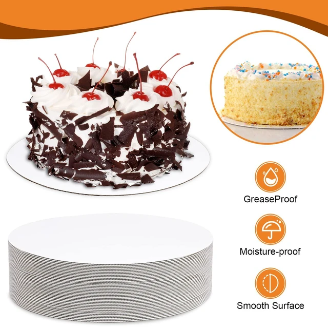 Alt view image 3 of 7 - 80-Packs Cake Boards 10 inch Round, White Cake Board Rounds White Cake Circles Rounds Base Food-Grade Cardboard Cake Plate for displaying Cakes, Bread, DessertsThin and Sturdy