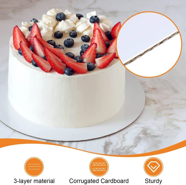Alt view image 4 of 7 - 80-Packs Cake Boards 10 inch Round, White Cake Board Rounds White Cake Circles Rounds Base Food-Grade Cardboard Cake Plate for displaying Cakes, Bread, DessertsThin and Sturdy