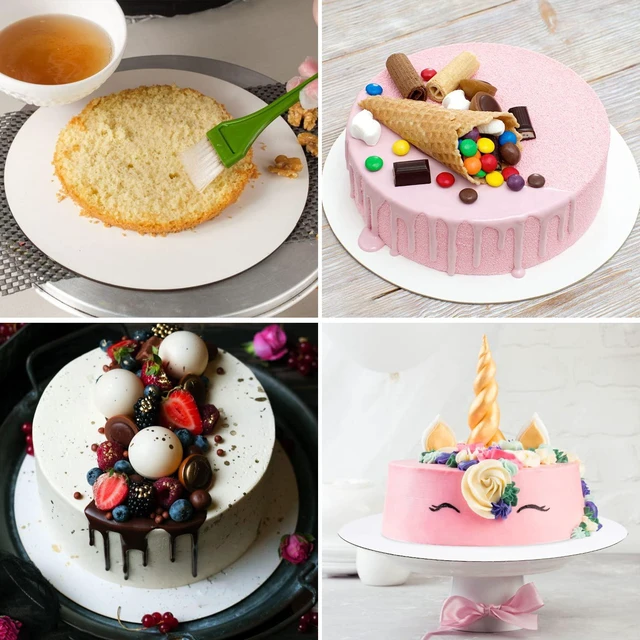 Alt view image 7 of 7 - 80-Packs Cake Boards 10 inch Round, White Cake Board Rounds White Cake Circles Rounds Base Food-Grade Cardboard Cake Plate for displaying Cakes, Bread, DessertsThin and Sturdy
