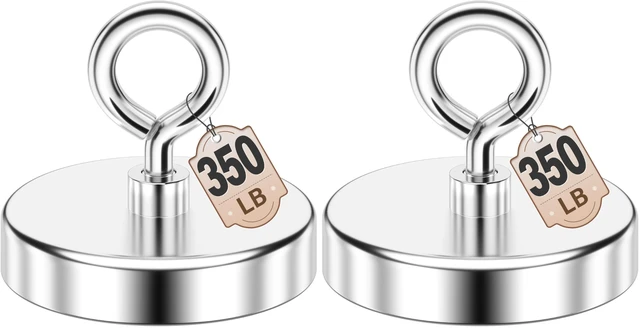 Main image of 350 LBS Fishing Magnet, 2 Inch Strong Neodymium Magnet (Pack of 2)