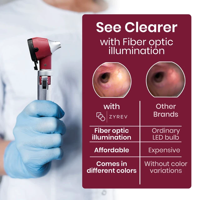 Alt view image 7 of 7 - ZetaLife Otoscope - Ear Scope with Light, Ear Infection Detector, Pocket Size (Maroon Color)