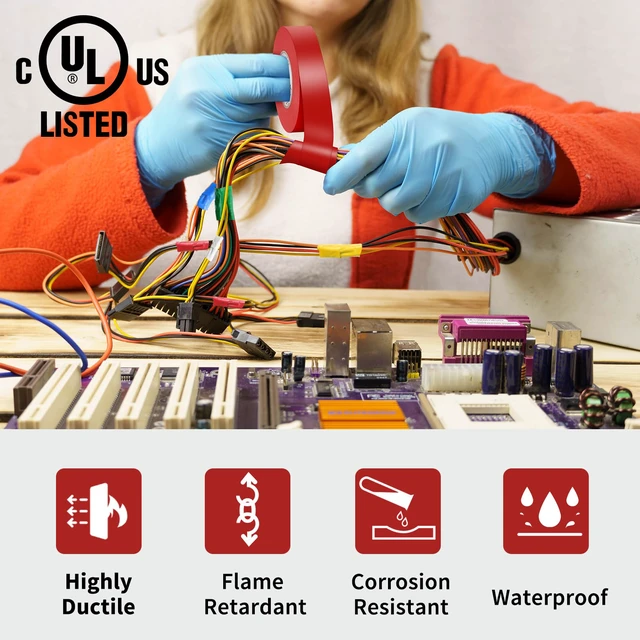Alt view image 3 of 7 - Electrical Tape, 10 Rolls General Use PVC Electric Tape, UL/CSA Listed ¾ in x 66 ft Insulating Vinyl Tape for Electrical, Repairs, Automotive and Equipment, EE-100, Multi Colored