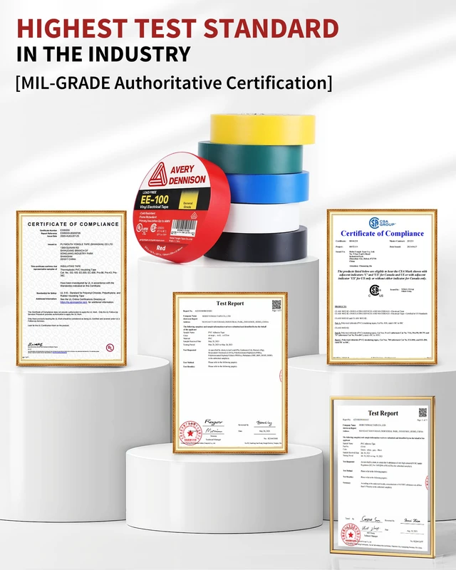 Alt view image 5 of 7 - Electrical Tape, 10 Rolls General Use PVC Electric Tape, UL/CSA Listed ¾ in x 66 ft Insulating Vinyl Tape for Electrical, Repairs, Automotive and Equipment, EE-100, Multi Colored