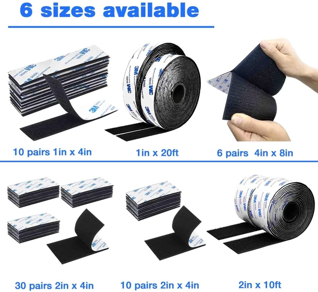 Alt view image 2 of 6 - Hook and Loop Tape 2in x 4in 10 Pairs, Slef Adhesive Interlocking Strip, Double Sided Mounting Tape Heavy Duty, Picture Hanging Strips