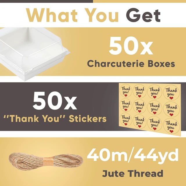 Alt view image 3 of 6 - 50 Pack 5in Small Charcuterie Boxes with Clear Lids, Mini Paper Containers Disposable Grease-Proof Dessert Packaging, Food Containers For Charcuterie, Bakery, Cookies, Pastry, Cake Slice, Strawberries
