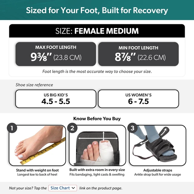 Alt view image 2 of 7 - Post Op Shoe - Adjustable Orthopedic Medical Walking Boot for Broken Foot, Broken Toe, Stress Fracture and Injuries, Universal Cast Shoe for Men and Women After Foot Surgery (M - Female)