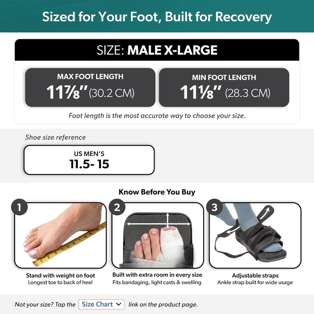Alt view image 2 of 7 - Post Op Shoe - Adjustable Orthopedic Medical Walking Boot for Broken Foot, Broken Toe, Stress Fracture and Injuries, Universal Cast Shoe for Men and Women After Foot Surgery (XL - Male)