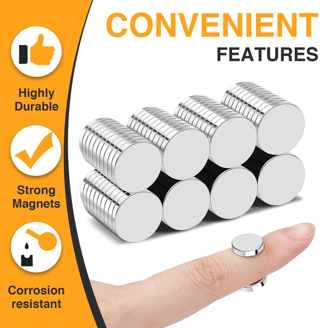 Alt view image 2 of 5 - Small 10x2mm 200Pcs Round Refrigerator Magnets Tiny Rare Earth Mini Neodymium Multi-Use Magnets for Fridge, Whiteboard, Crafts, Dry Erase Board, Office