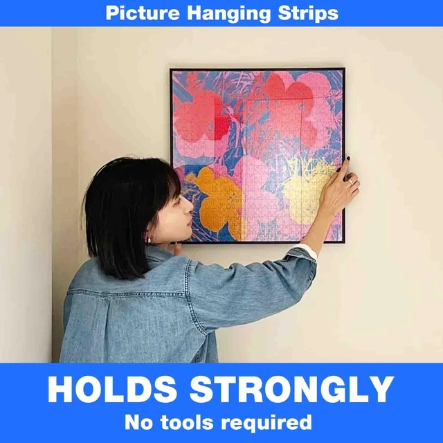 Alt view image 4 of 6 - Hook and Loop Tape 2in x 4in 10 Pairs, Slef Adhesive Interlocking Strip, Double Sided Mounting Tape Heavy Duty, Picture Hanging Strips